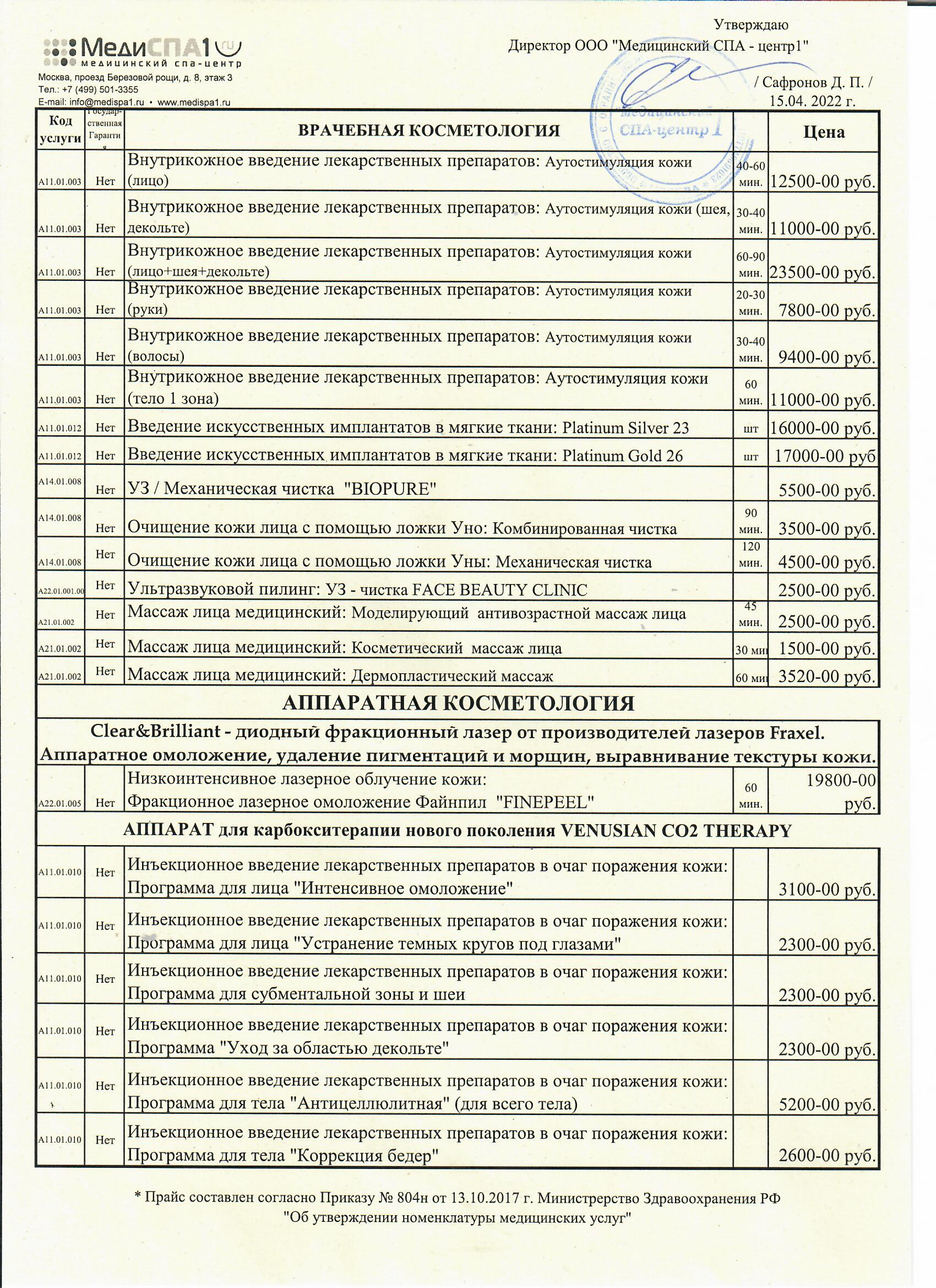 Платные медицинские услуги